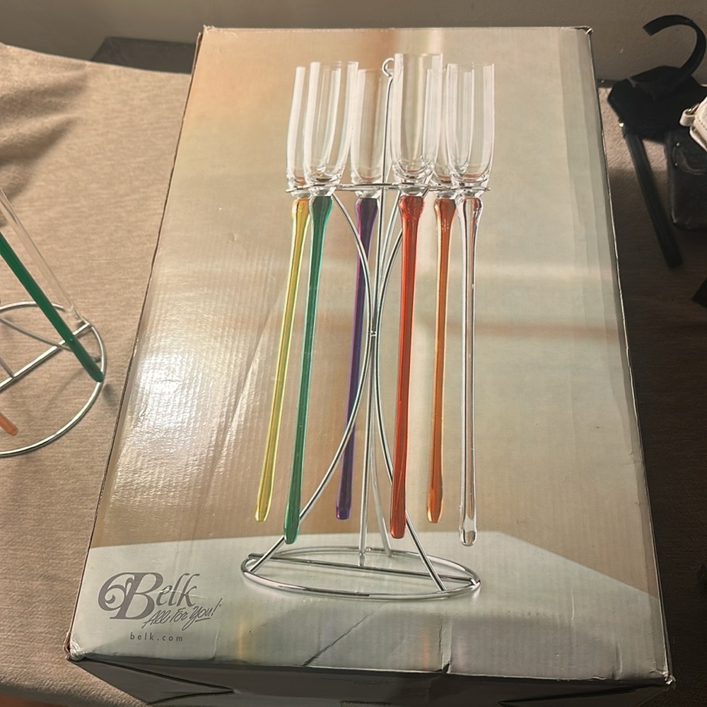 Colorful Champagne Flute Set with Stand